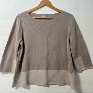 Chico's Cream Light Beige 3/4 Sleeve Contemporary Minimalist Sweater Top M or 2